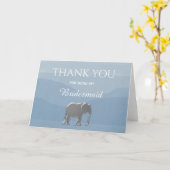 ほこりっぽいブルーの花嫁メイドありがとう カード (黄色い花)