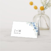 ほこりっぽいブルーアイボリーウェディングプレイスカード プレイスカード (裏面)