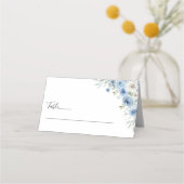 ほこりっぽいブルーアイボリーウェディングプレイスカード プレイスカード (正面)