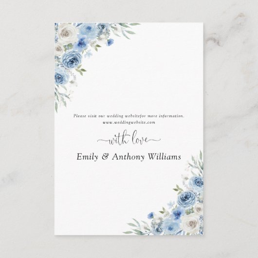 ほこりっぽいブルーアイボリーウェディングレセプションエンクロージャカード エンクロージャーカード (裏面)