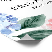 ほこりっぽいブルーアジサイのパステルピンクブライダルシャワー ポスター (角)