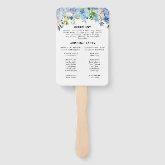 ほこりっぽいブルーアジサイフローラ結婚式 プログラムファン ハンドファン (裏面)