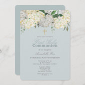 ほこりっぽいブルーアジサイ初の聖餐会 招待状 (正面/裏面)