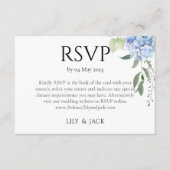 ほこりっぽいブルーアジサイ結婚式RSVP エンクロージャーカード (正面)