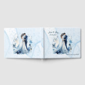 ほこりっぽいブルーアルコールインクブリッ結婚ド&新郎 ゲストブック (全面)