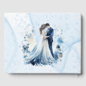 ほこりっぽいブルーアルコールインクブリッ結婚ド&新郎 ゲストブック (裏面)