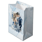 ほこりっぽいブルーアルコールインク結婚フローラ ミディアムペーパーバッグ (正面アングル)