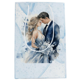 ほこりっぽいブルーアルコールインク結婚フローラ ミディアムペーパーバッグ