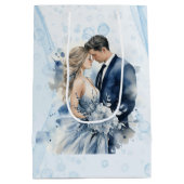 ほこりっぽいブルーアルコールインク結婚フローラ ミディアムペーパーバッグ (裏面)