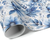 ほこりっぽいブルーアルコールインク結婚フローラ ラッピングペーパー (ロールコーナー)