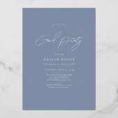 ほこりっぽいブルーアーチ写真卒業 箔招待状 (裏面)