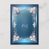ほこりっぽいブルーアート華美デコ結婚フレーム エンクロージャーカード (裏面)