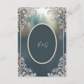 ほこりっぽいブルーアート華美デコ結婚フレーム エンクロージャーカード (裏面)