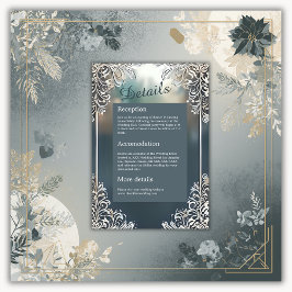 ほこりっぽいブルーアート華美デコ結婚フレーム エンクロージャーカード