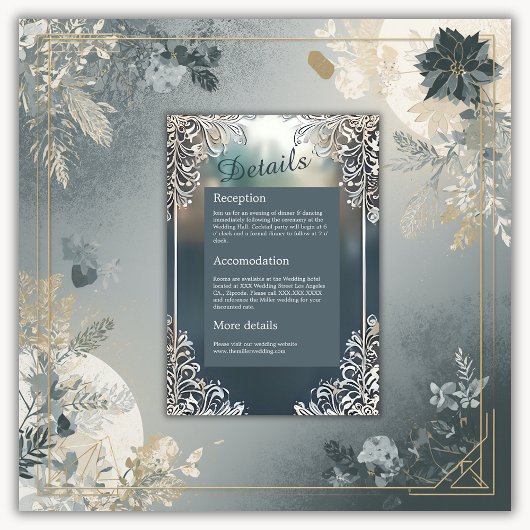 ほこりっぽいブルーアート華美デコ結婚フレーム エンクロージャーカード