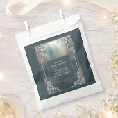 ほこりっぽいブルーアート華美デコ結婚フレーム フェイバーバッグ (クリップ留めされた状態)