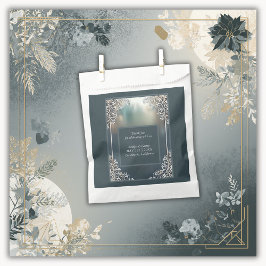 ほこりっぽいブルーアート華美デコ結婚フレーム フェイバーバッグ