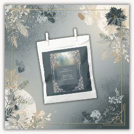 ほこりっぽいブルーアート華美デコ結婚フレーム フェイバーバッグ