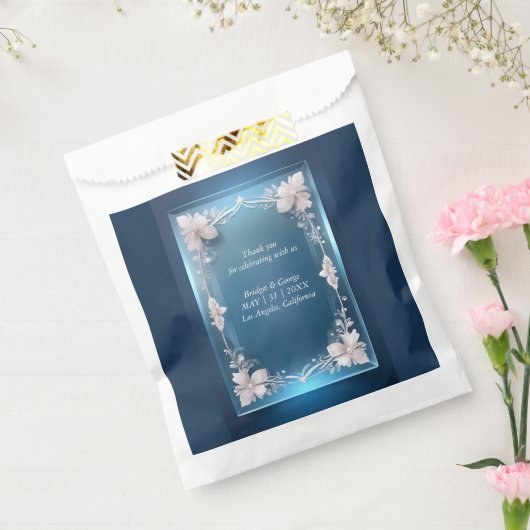 ほこりっぽいブルーアート華美デコ結婚フレーム フェイバーバッグ (封をした状態)