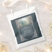 ほこりっぽいブルーアート華美デコ結婚フレーム フェイバーバッグ (クリップ留めされた状態)