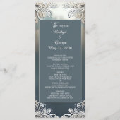 ほこりっぽいブルーアート華美デコ結婚フレーム プログラム (正面)