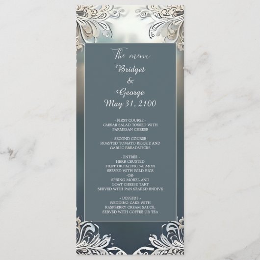 ほこりっぽいブルーアート華美デコ結婚フレーム プログラム (正面)