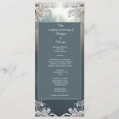 ほこりっぽいブルーアート華美デコ結婚フレーム プログラム (裏面)