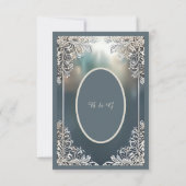 ほこりっぽいブルーアート華美デコ結婚フレーム 出欠カード (裏面)