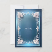 ほこりっぽいブルーアート華美デコ結婚フレーム 出欠カード (裏面)