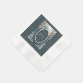 ほこりっぽいブルーアート華美デコ結婚フレーム 縁ありカクテルナプキン (角)