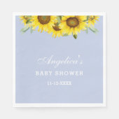 ほこりっぽいブルーイエローフローラひまわり赤ちゃんシャワー スタンダードランチョンナプキン (正面)