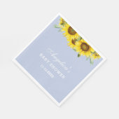 ほこりっぽいブルーイエローフローラひまわり赤ちゃんシャワー スタンダードランチョンナプキン (角)