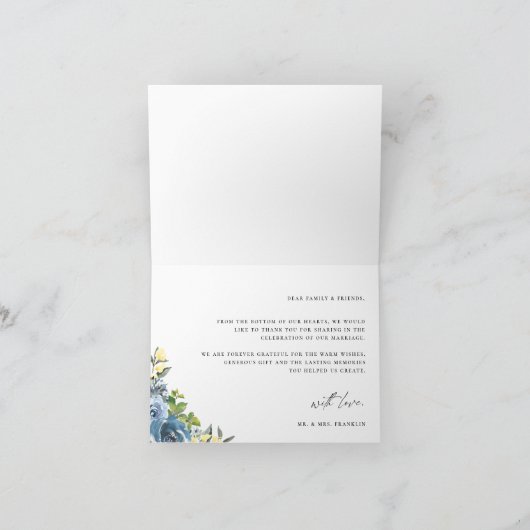 ほこりっぽいブルーイエローボタニカルサンキュー サンキューカード (内部)