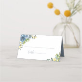 ほこりっぽいブルーイエローボタニッ結婚クス プレイスカード (正面)