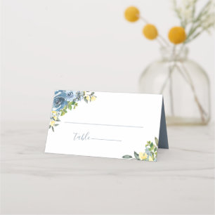 ほこりっぽいブルーイエローボタニッ結婚クス プレイスカード