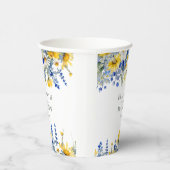 ほこりっぽいブルーイエローワイルドフラワーズフローラボホ結婚ズ 紙コップ (右)