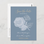 ほこりっぽいブルーウォーターカラーギルドバラ日付を保存 ポストカード (正面/裏面)