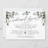 ほこりっぽいブルーウォーターカラーグリーンリハーサルディナー 招待状 (正面)