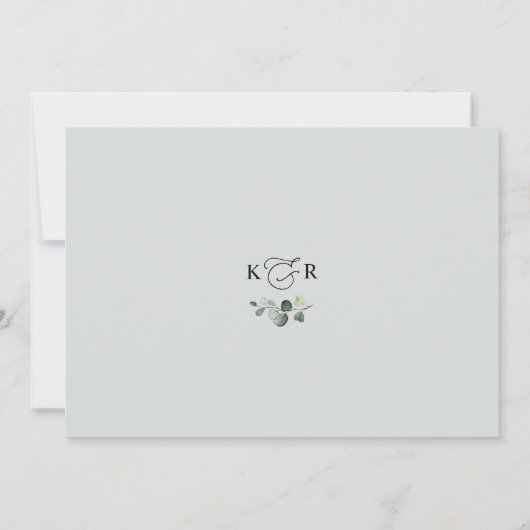 ほこりっぽいブルーウォーターカラーグリーンリハーサルディナー 招待状 (裏面)