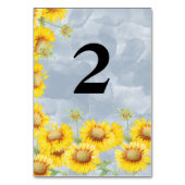 ほこりっぽいブルーウォーターカラーサンフラワーズモノグラム結婚ズ テーブルナンバー (裏面)