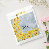 ほこりっぽいブルーウォーターカラーサンフラワーズモノグラム結婚ズ フェイバーバッグ (封をした状態)