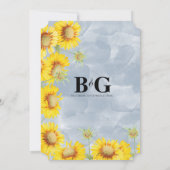 ほこりっぽいブルーウォーターカラーサンフラワーズモノグラム結婚ズ 招待状 (裏面)