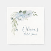 ほこりっぽいブルーウォーターカラーフローラブライダルシャワー スタンダードカクテルナプキン (正面)