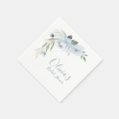 ほこりっぽいブルーウォーターカラーフローラブライダルシャワー スタンダードカクテルナプキン (角)