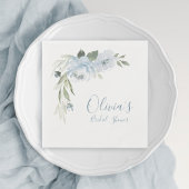 ほこりっぽいブルーウォーターカラーフローラブライダルシャワー スタンダードカクテルナプキン