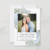 ほこりっぽいブルーウォーターカラーボホフローラ写真結婚ズ セーブザデート (正面)