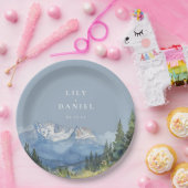 ほこりっぽいブルーウォーターカラーマウンテンワイルドフラワー結婚ズ ペーパープレート (パーティー)