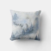 ほこりっぽいブルーウォーターカラーミスティ抽象芸術林 クッション (正面)
