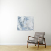 ほこりっぽいブルーウォーターカラーミスティ抽象芸術林    タペストリー (インサイチュ(横))