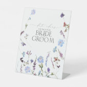 ほこりっぽいブルーウォーターカラーワイルドフラワーデートアイディア 台座サイン (正面)